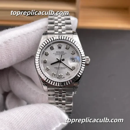 Rolex Lady DateJust 28MM 279381RBR-0007 Olive Green Diamond Dial Jubilee Bracelet Super Clone Watch