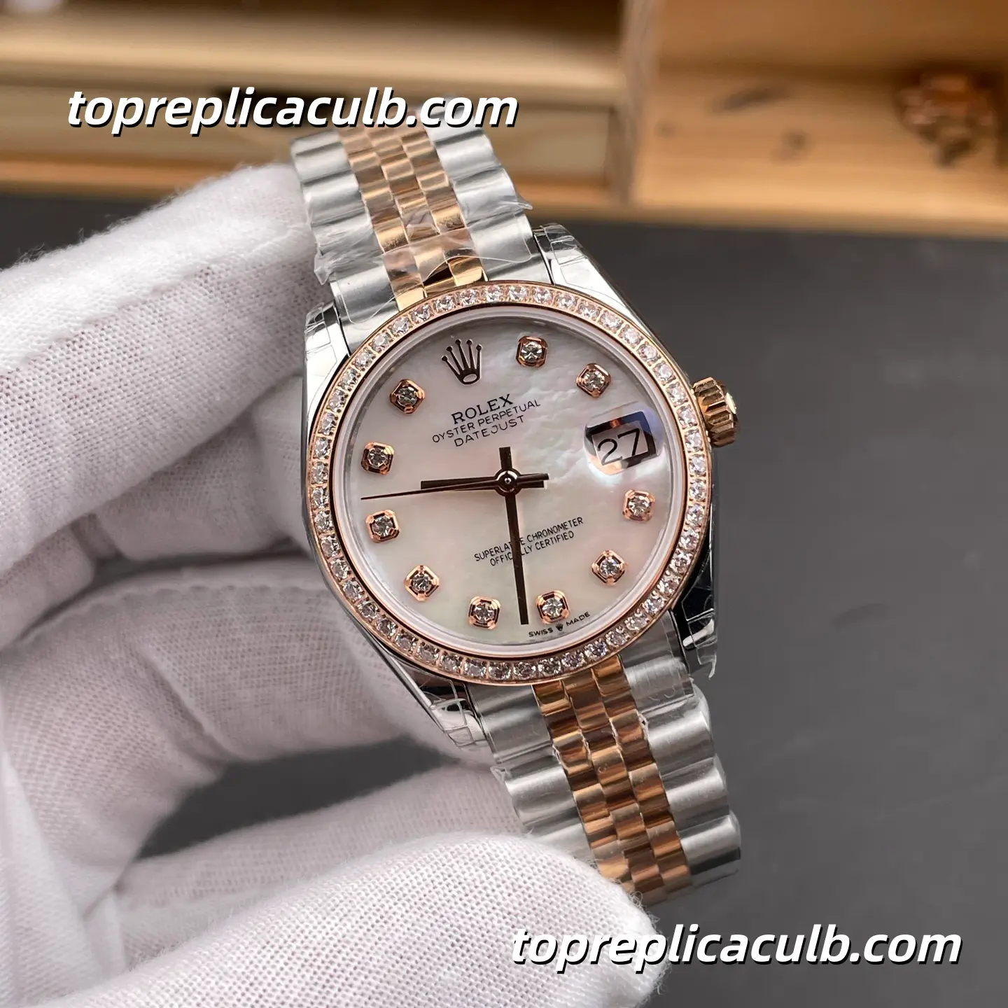 Rolex Lady-Datejust 31MM M278271-0026 Mother of Pearl Dial Diamond Bezel Watch - Image 4