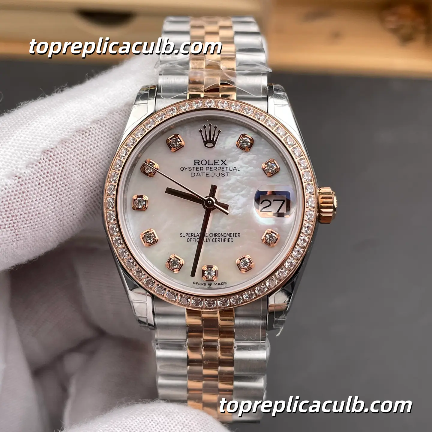 Rolex Lady-Datejust 31MM M278271-0026 Mother of Pearl Dial Diamond Bezel Watch - Image 3