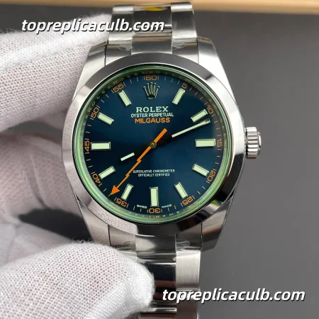 Rolex Milgauss 40MM 116400GV-0001 Black Dial Green Sapphire Crystal Oyster Bracelet Super Clone Watch with 3131 Movement