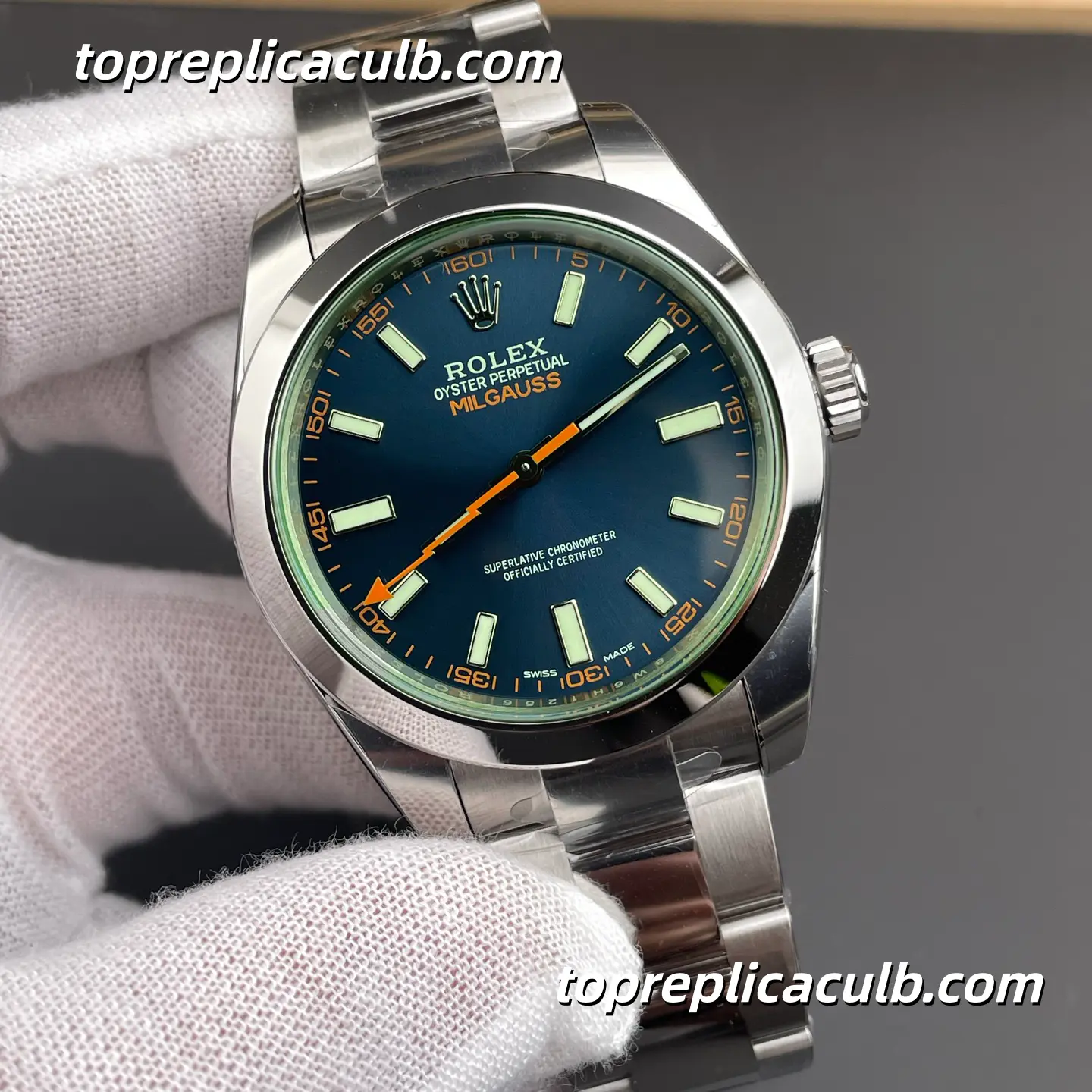 Rolex Milgauss 40MM 116400GV-0001 Black Dial Green Sapphire Crystal Oyster Bracelet Super Clone Watch with 3131 Movement - Image 4