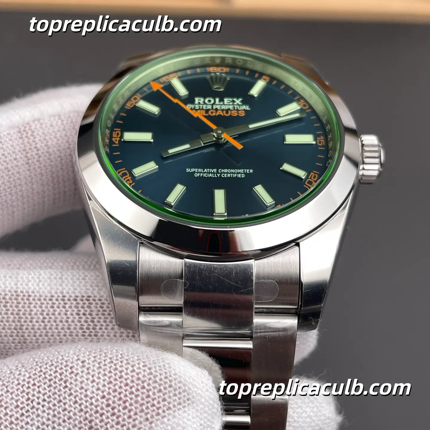 Rolex Milgauss 40MM 116400GV-0001 Black Dial Green Sapphire Crystal Oyster Bracelet Super Clone Watch with 3131 Movement - Image 3