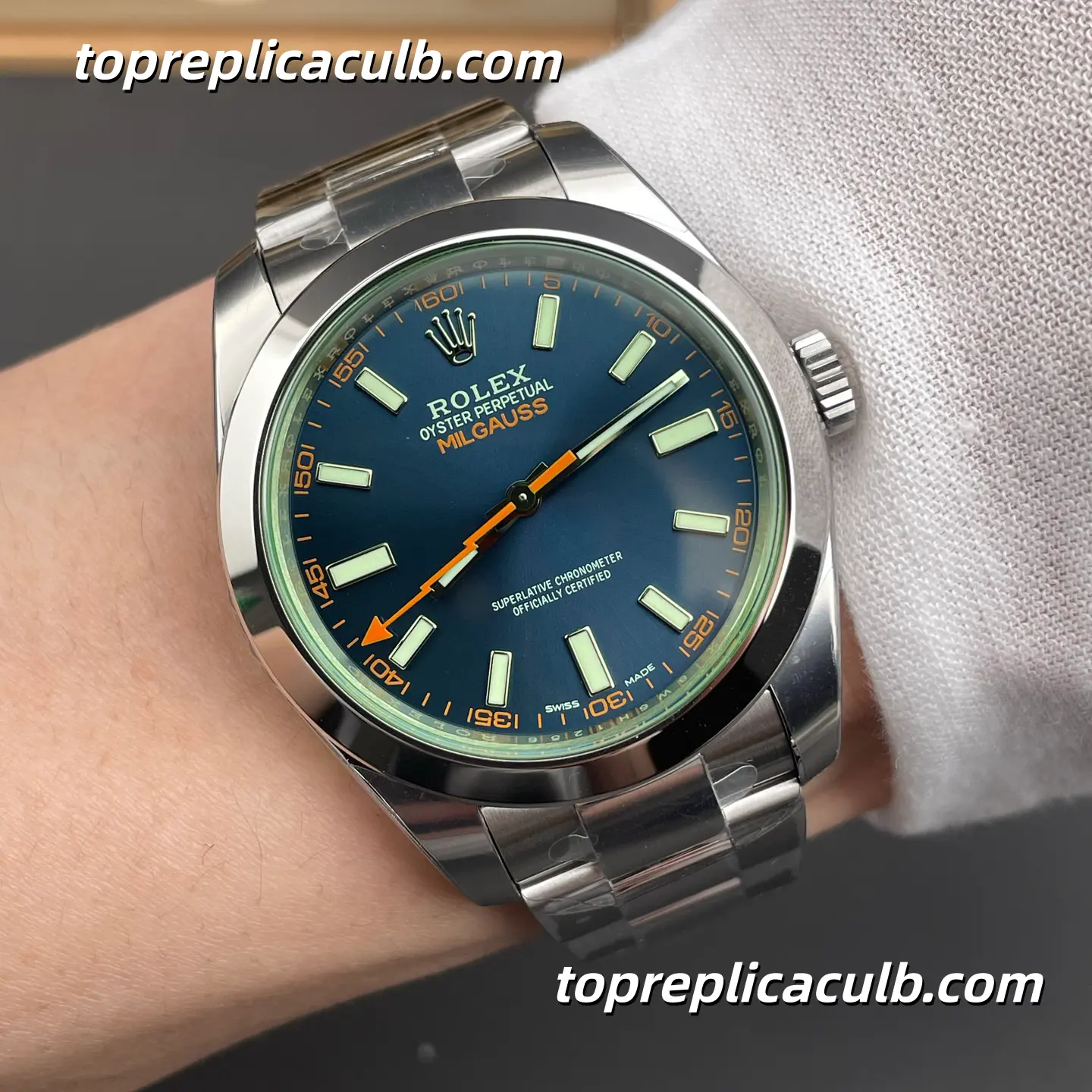 Rolex Milgauss 40MM 116400GV-0001 Black Dial Green Sapphire Crystal Oyster Bracelet Super Clone Watch with 3131 Movement - Image 2