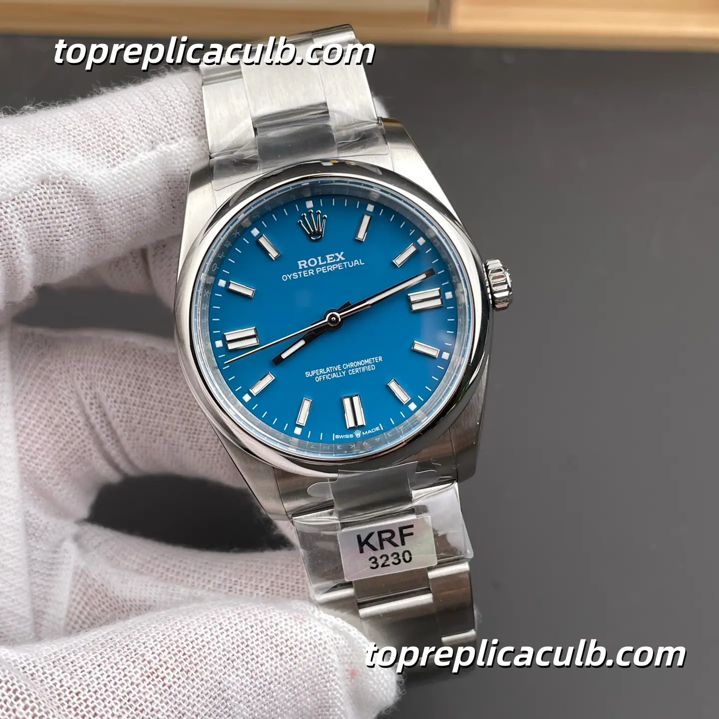 Rolex Oyster Perpetual 36MM 126000-0015 Turquoise Blue Dial Oyster Bracelet Super Clone Watch with 3230 Movement - Image 4