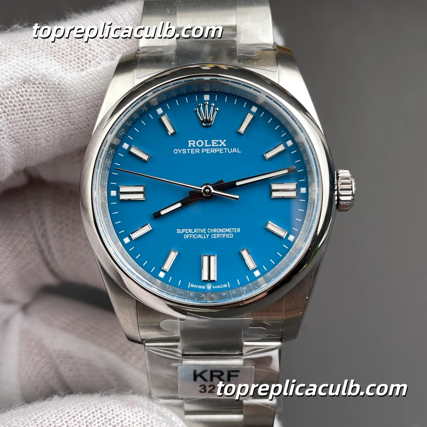 Rolex Oyster Perpetual 36MM 126000-0015 Turquoise Blue Dial Oyster Bracelet Super Clone Watch with 3230 Movement - Image 3