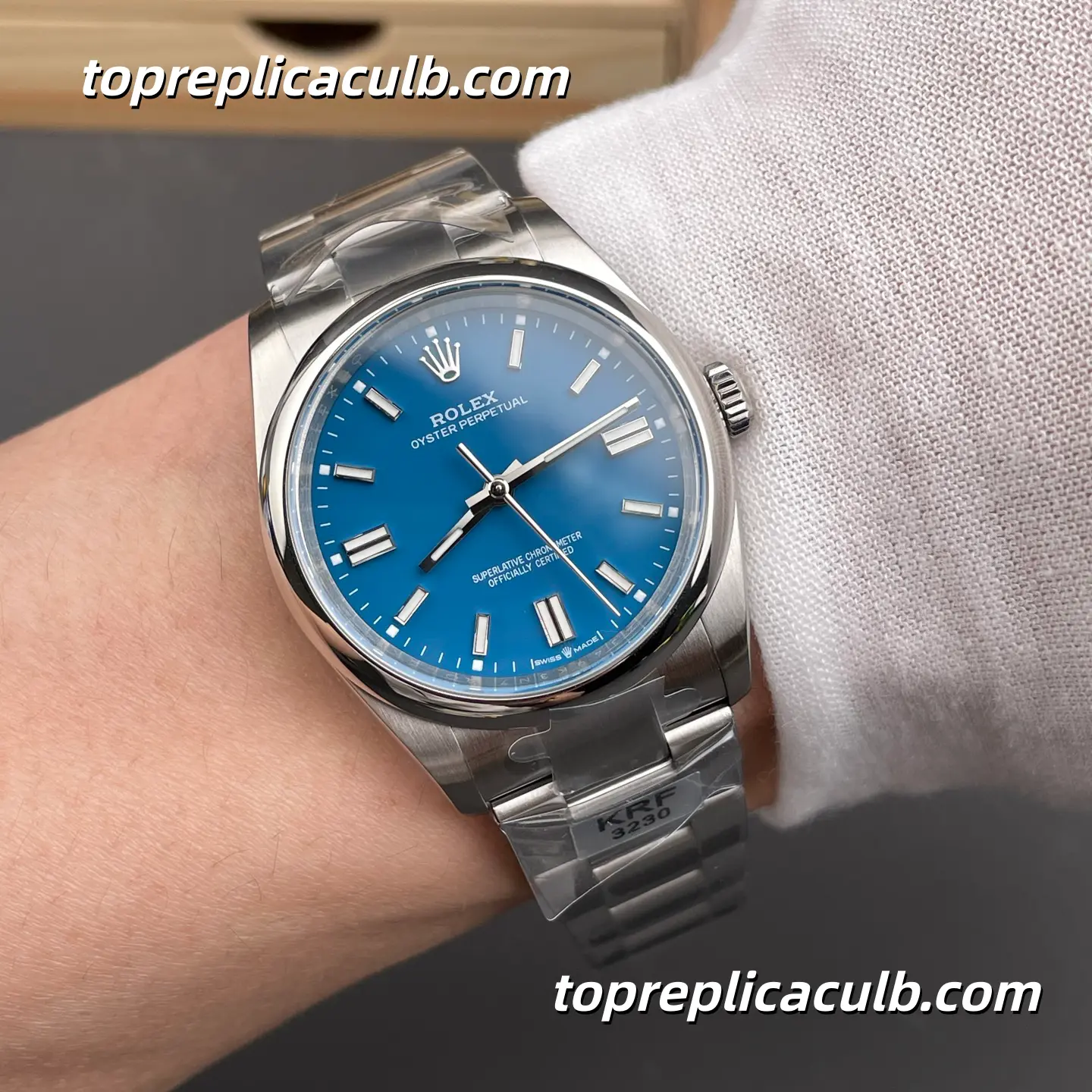 Rolex Oyster Perpetual 36MM 126000-0015 Turquoise Blue Dial Oyster Bracelet Super Clone Watch with 3230 Movement - Image 2