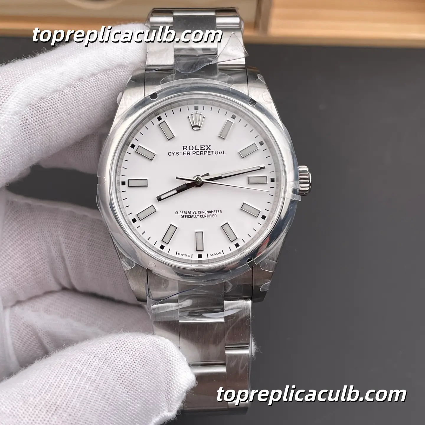 Rolex Oyster Perpetual 39MM 114300-0004 White Dial Oyster Bracelet Super Clone Watch with 3132 Movement