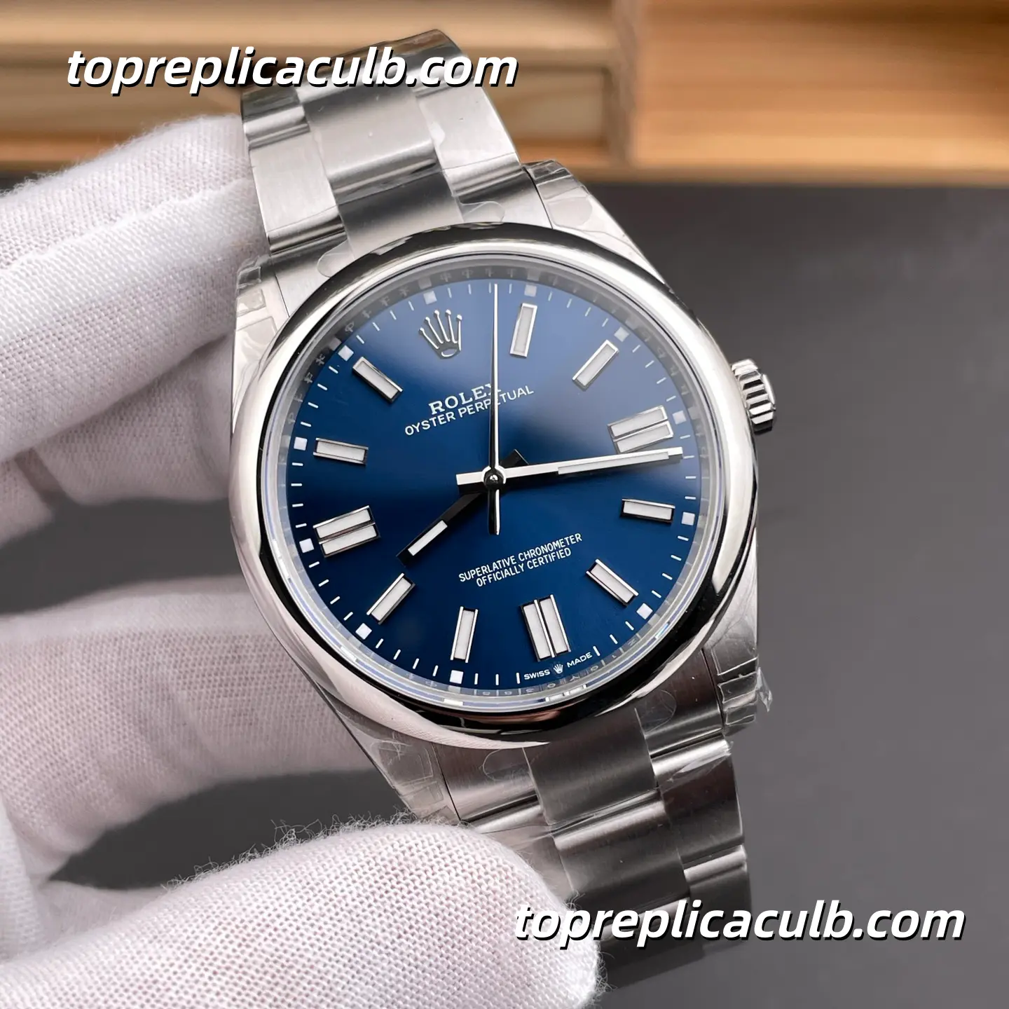 Rolex Oyster Perpetual 41MM 124300-0003 Blue Dial Oyster Bracelet Super Clone Watch with 3230 Movement - Image 4