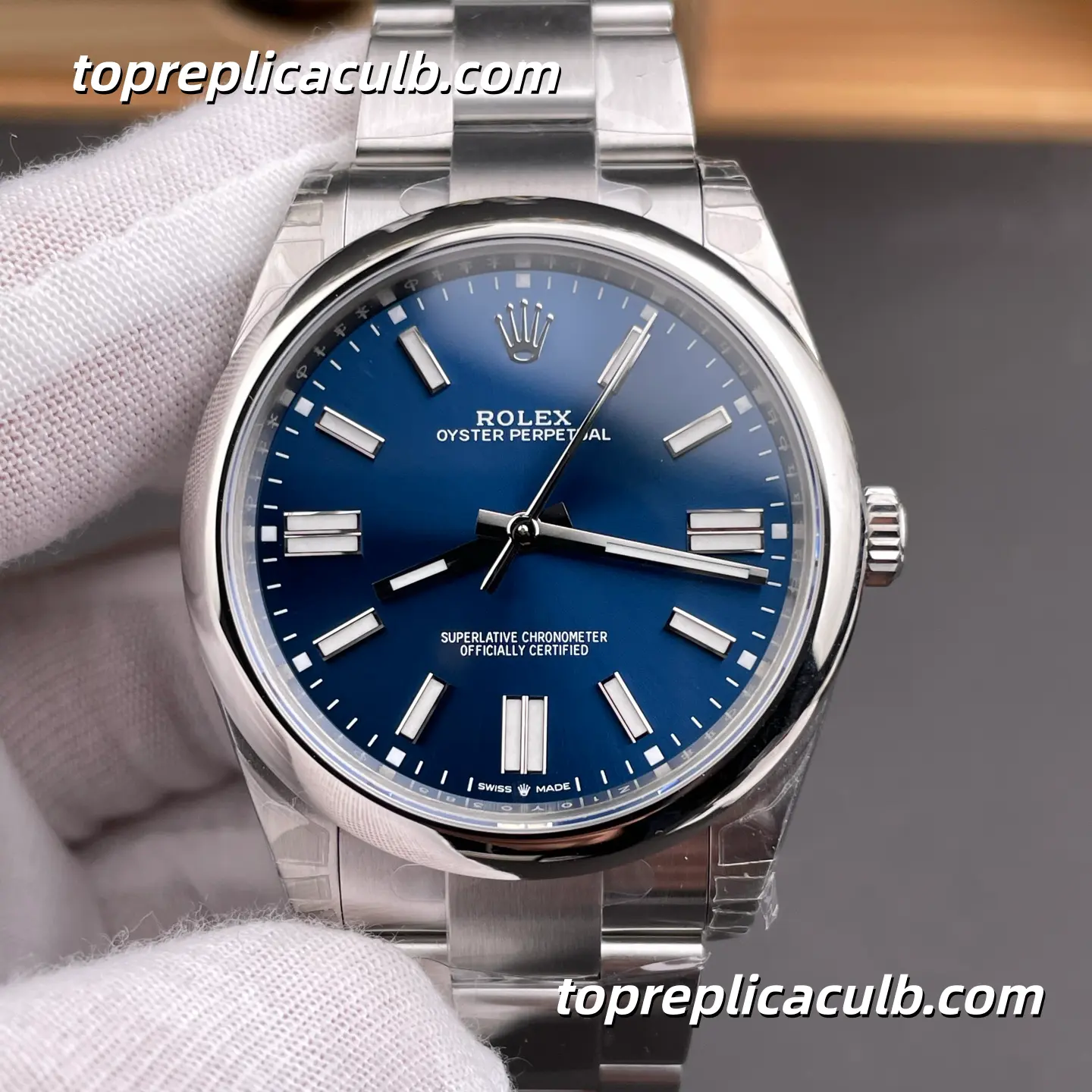 Rolex Oyster Perpetual 41MM 124300-0003 Blue Dial Oyster Bracelet Super Clone Watch with 3230 Movement - Image 3