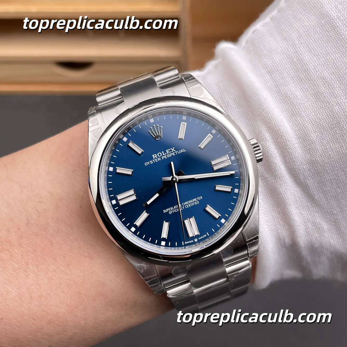 Rolex Oyster Perpetual 41MM 124300-0003 Blue Dial Oyster Bracelet Super Clone Watch with 3230 Movement - Image 2