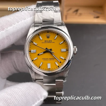 Rolex Oyster Perpetual 41MM 124300-0004 Yellow Dial Oyster Bracelet Super Clone Watch with 3230 Movement