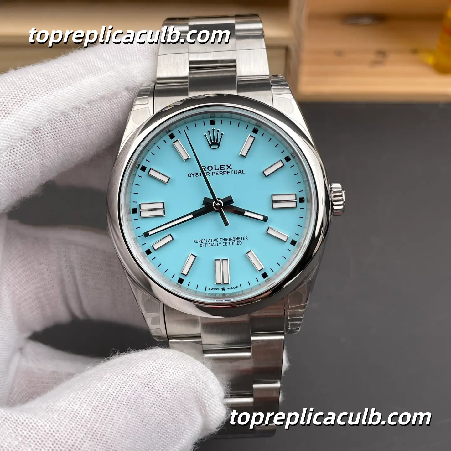 Rolex Oyster Perpetual 41MM 124300-0006 Tiffany Blue Dial Oyster Bracelet Super Clone Watch with 3230 Movement