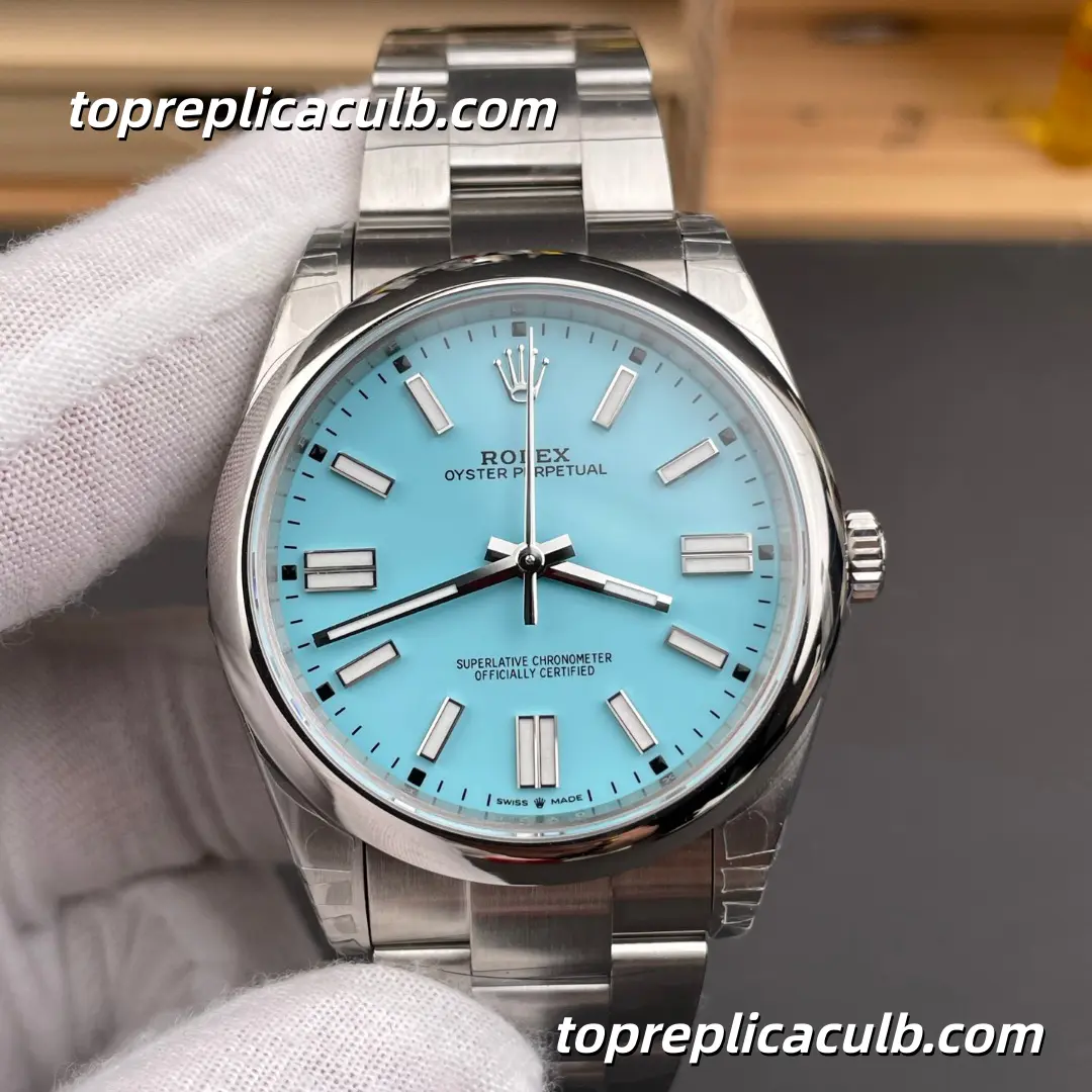 Rolex Oyster Perpetual 41MM 124300-0006 Tiffany Blue Dial Oyster Bracelet Super Clone Watch with 3230 Movement - Image 3