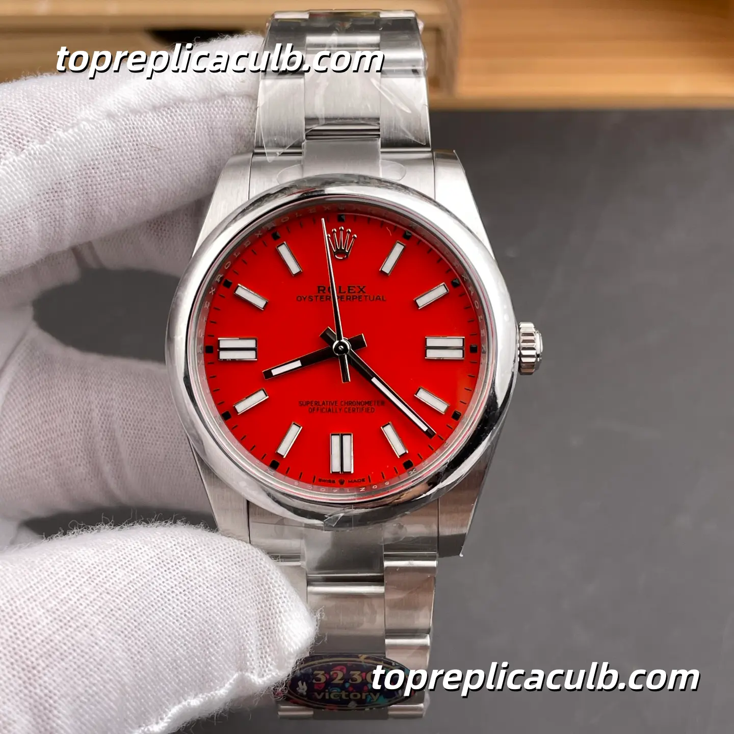Rolex Oyster Perpetual 41MM 124300-0007 Red Dial Oyster Bracelet Super Clone Watch with 3230 Movement