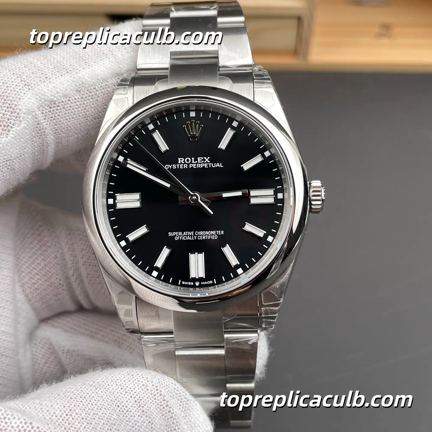 Rolex Oyster Perpetual 41MM 134300-0008 Black Dial Oyster Bracelet Super Clone Watch with 3230 Movement