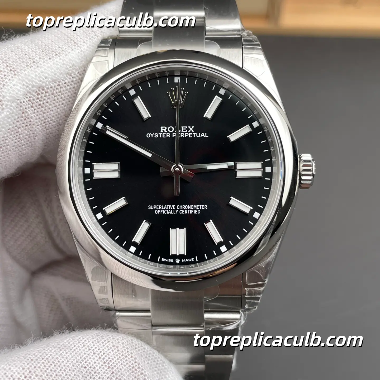 Rolex Oyster Perpetual 41MM 134300-0008 Black Dial Oyster Bracelet Super Clone Watch with 3230 Movement - Image 3