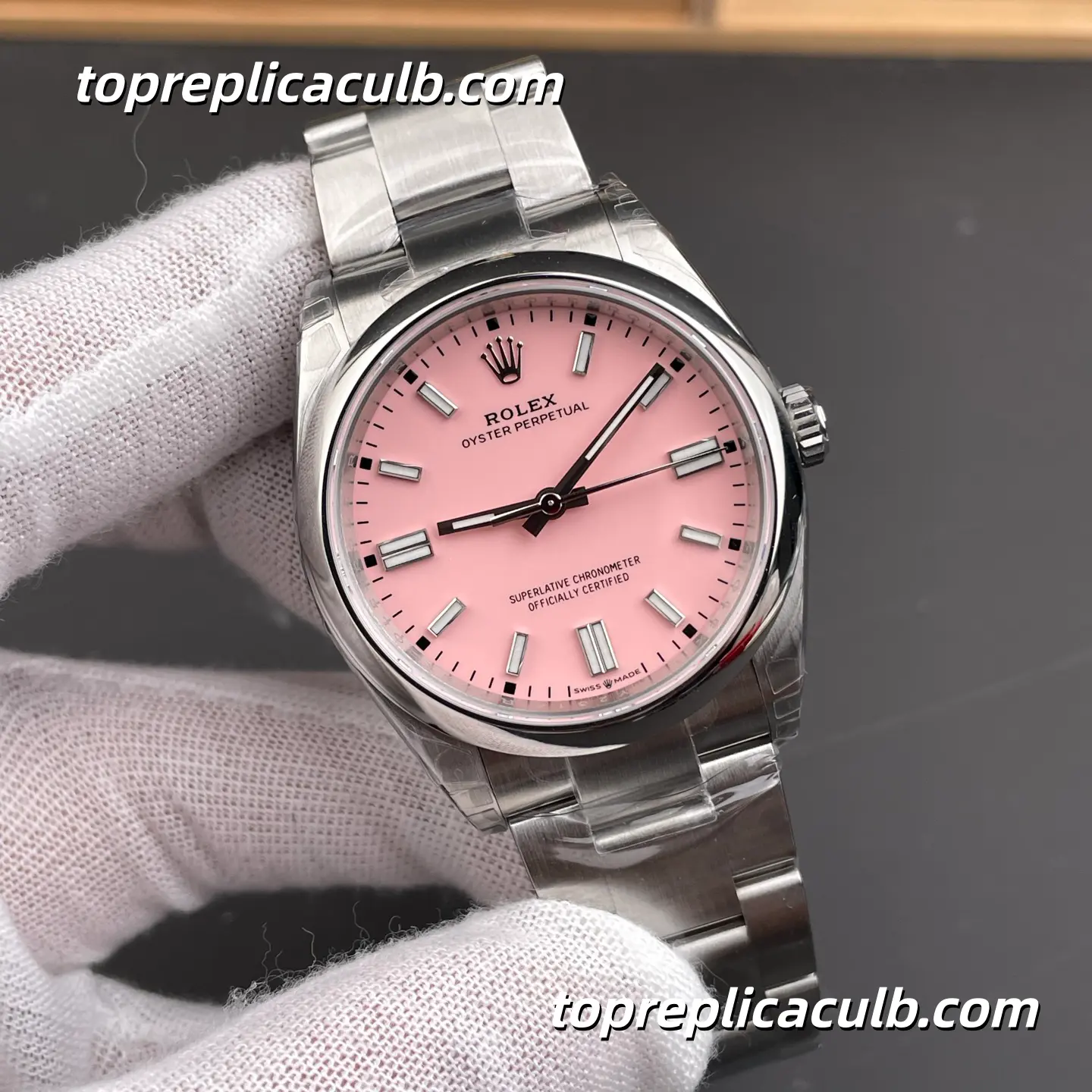 Rolex Oyster Perpetual 41MM 134300-0013 Pink Dial Oyster Bracelet Super Clone Watch - Image 4