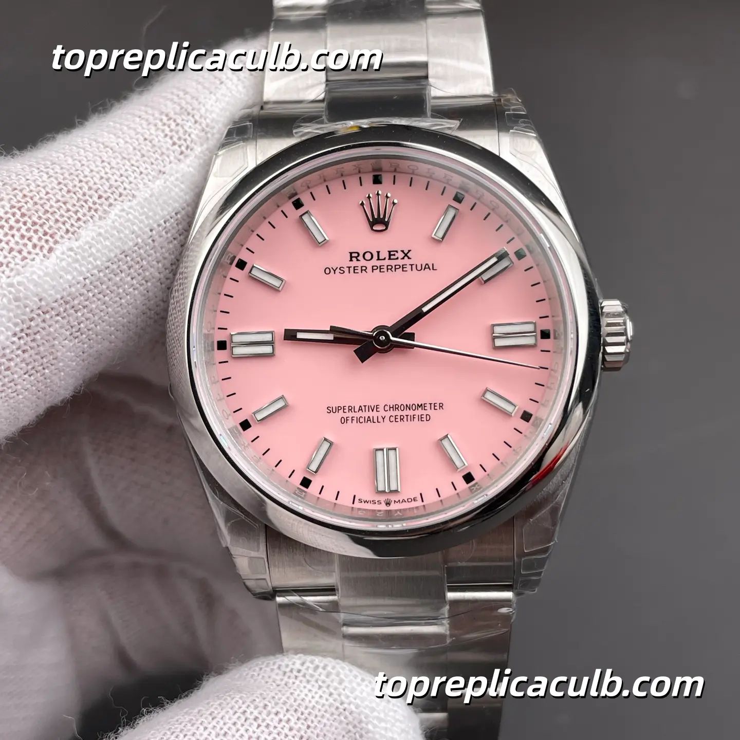 Rolex Oyster Perpetual 41MM 134300-0013 Pink Dial Oyster Bracelet Super Clone Watch - Image 3