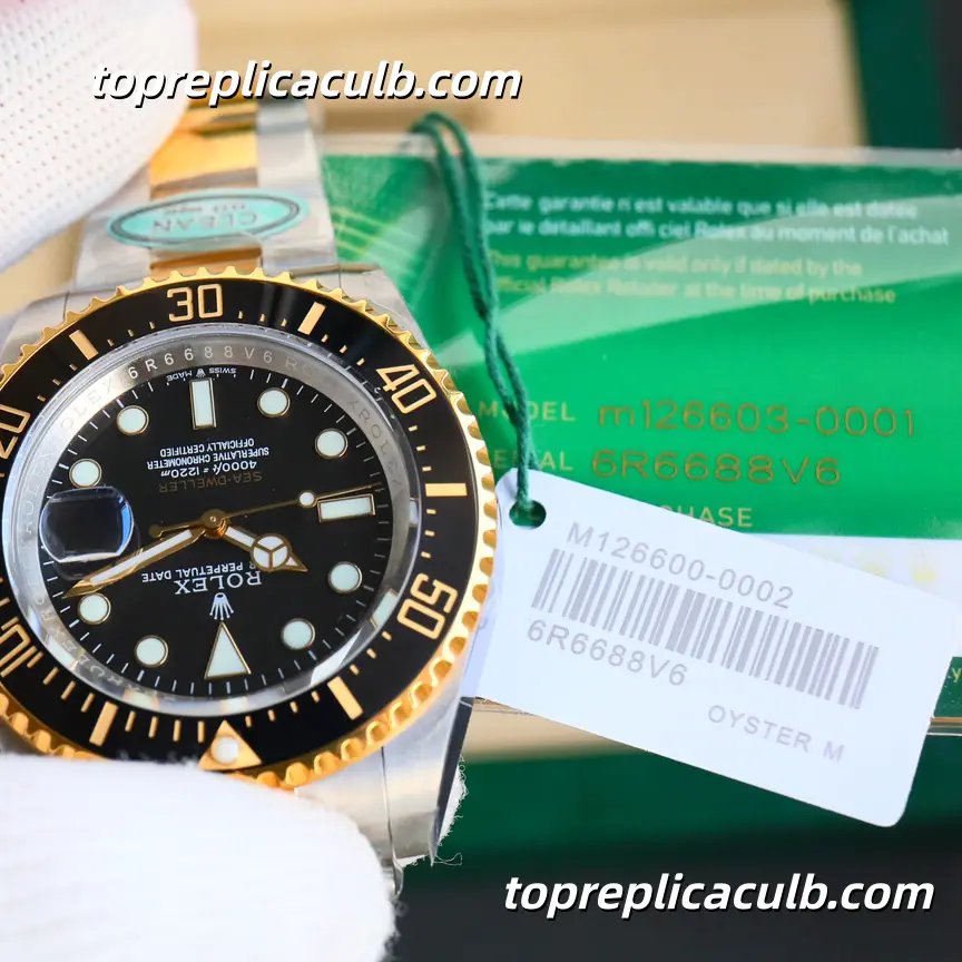 Rolex Sea-Dweller 43MM 126603-0001 Two Tone Black Dial Oyster Bracelet Super Clone Watch with 3235 Movement - Image 5