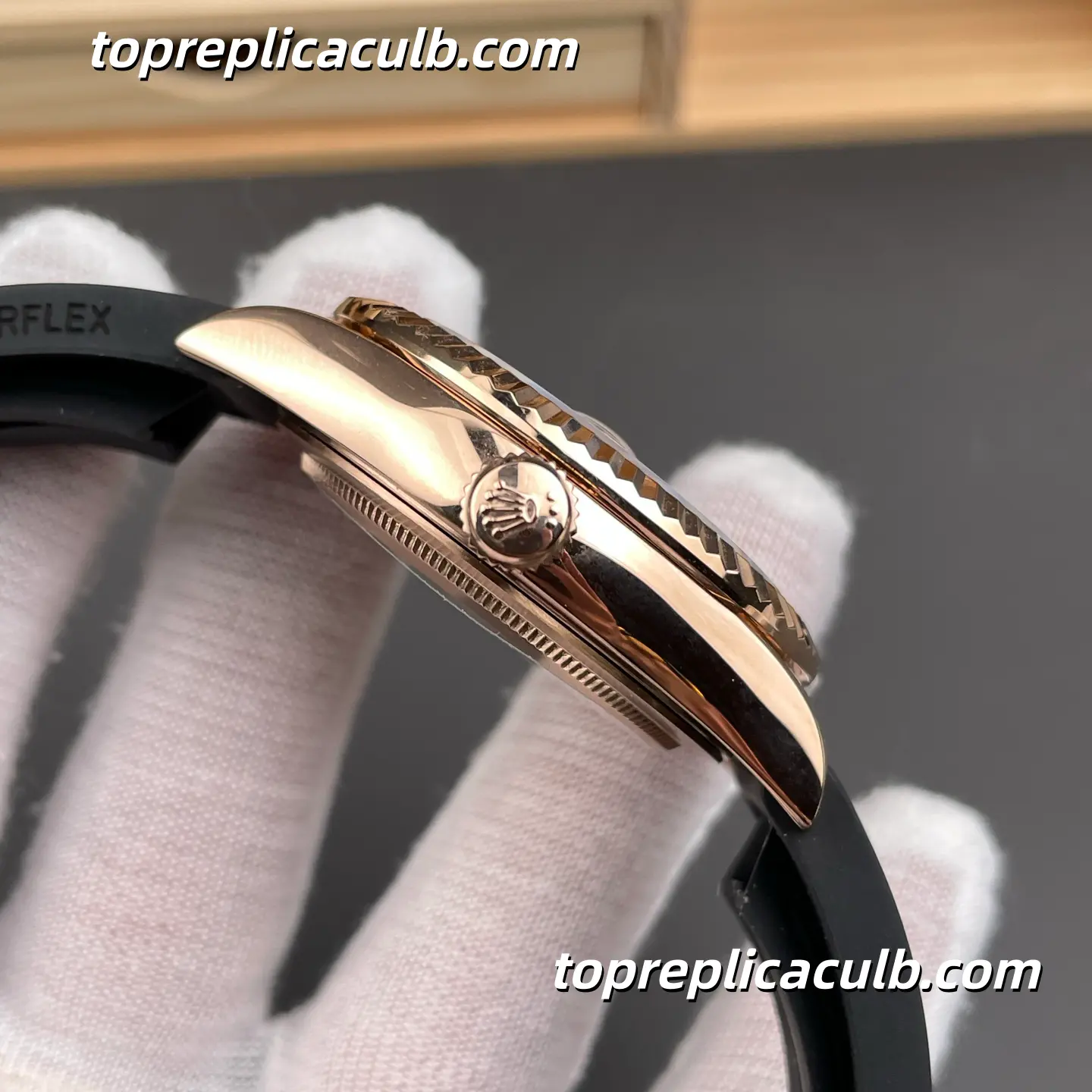 Rolex Sky-Dweller 42MM M336235-0004 Rose Gold Black Dial Oysterflex Super Clone Watch with Annual Calendar and GMT Function - Image 5