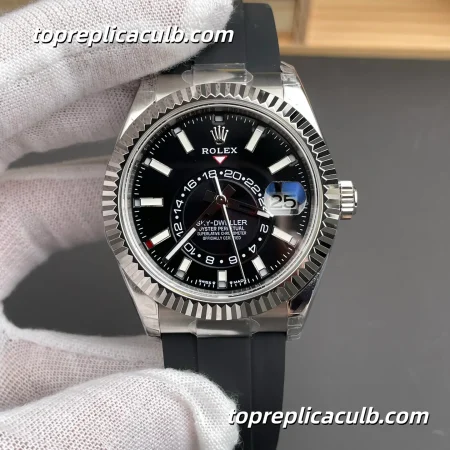 Rolex Sky-Dweller M336239-0002 42MM Black Dial Oysterflex Strap Super Clone Watch with GMT and Annual Calendar