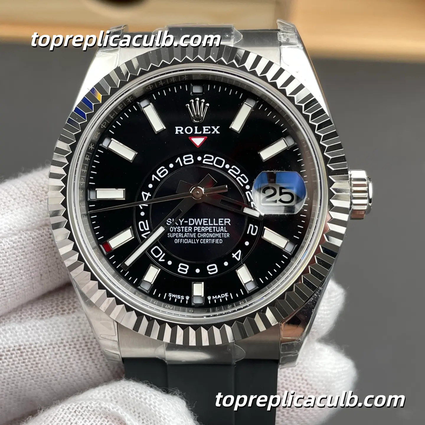 Rolex Sky-Dweller M336239-0002 42MM Black Dial Oysterflex Strap Super Clone Watch with GMT and Annual Calendar - Image 3