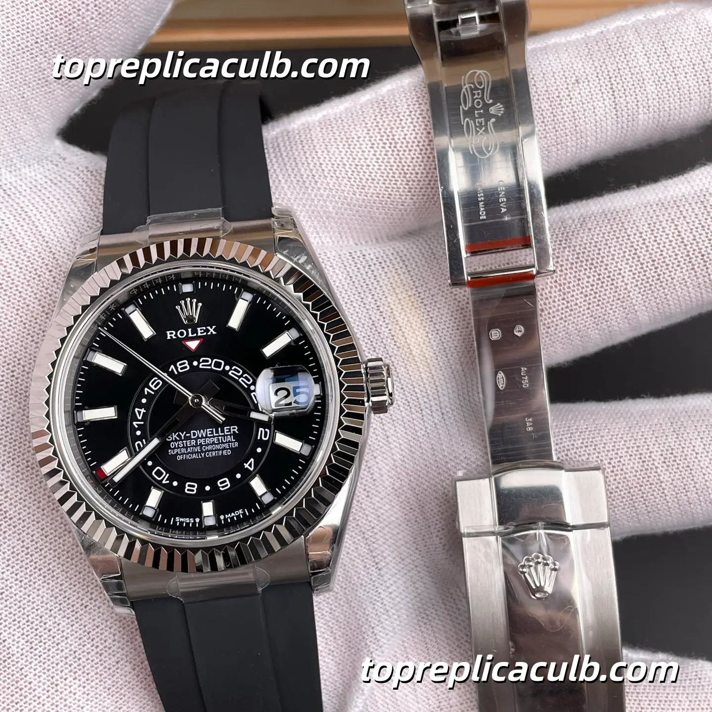 Rolex Sky-Dweller M336239-0002 42MM Black Dial Oysterflex Strap Super Clone Watch with GMT and Annual Calendar - Image 5