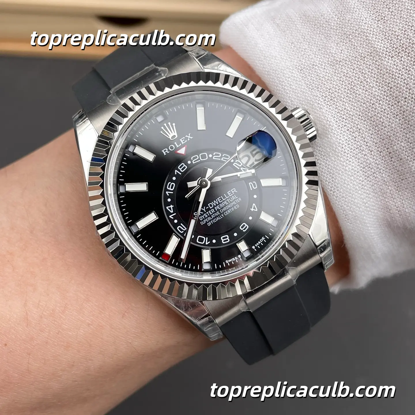 Rolex Sky-Dweller M336239-0002 42MM Black Dial Oysterflex Strap Super Clone Watch with GMT and Annual Calendar - Image 2