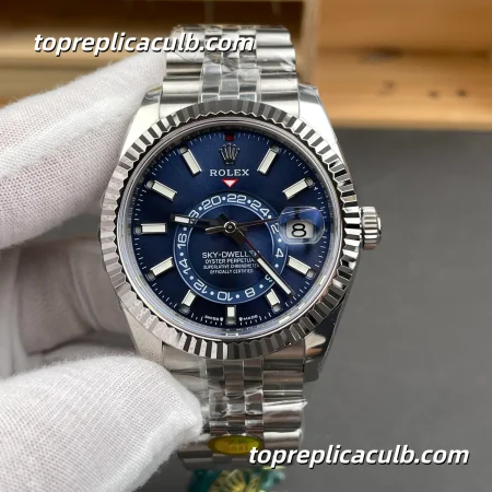 Rolex Sky-Dweller M336934-0006 42MM Blue Dial Jubilee Bracelet Super Clone Watch with Annual Calendar and GMT