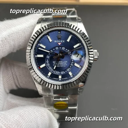 Rolex Sky-Dweller M336934-0006 42MM Blue Dial Oyster Bracelet Super Clone Watch with GMT and Annual Calendar