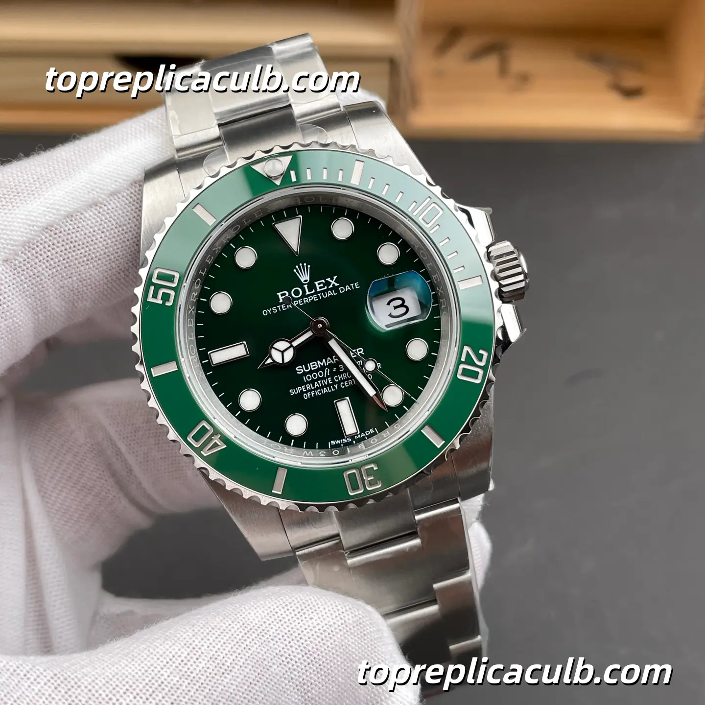 Rolex Submariner 116610LV-0002 40MM Green Dial Green Ceramic Bezel Oystersteel Super Clone Watch with 3135 Movement - Image 4