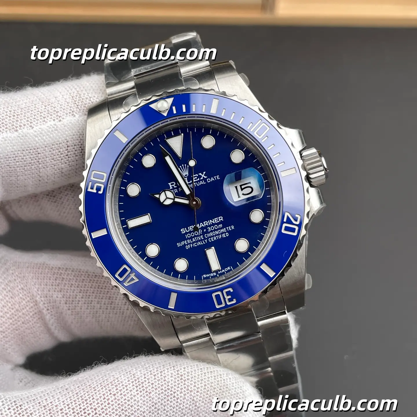 Rolex Submariner 116619LB-97209 40MM Blue Dial Blue Ceramic Bezel White Gold Super Clone Watch with 3235 Movement - Image 4