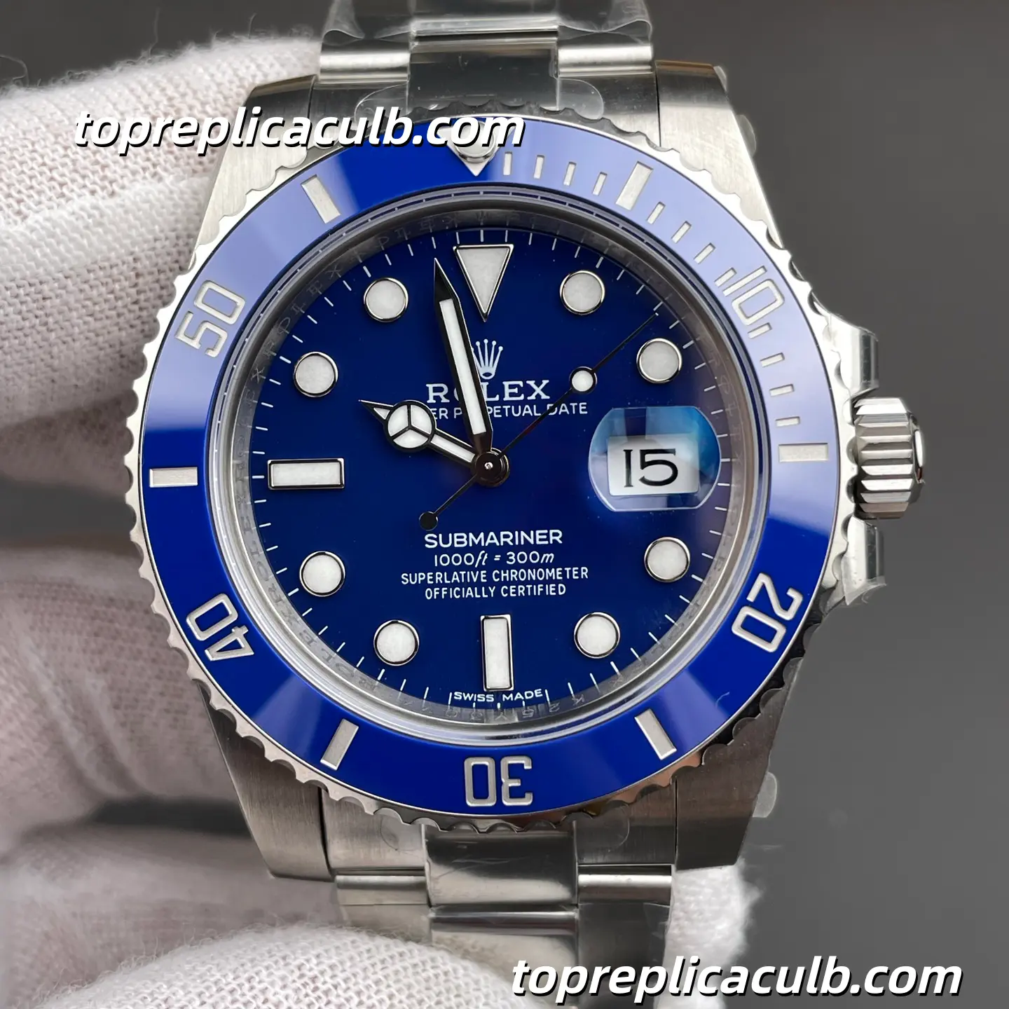 Rolex Submariner 116619LB-97209 40MM Blue Dial Blue Ceramic Bezel White Gold Super Clone Watch with 3235 Movement - Image 3
