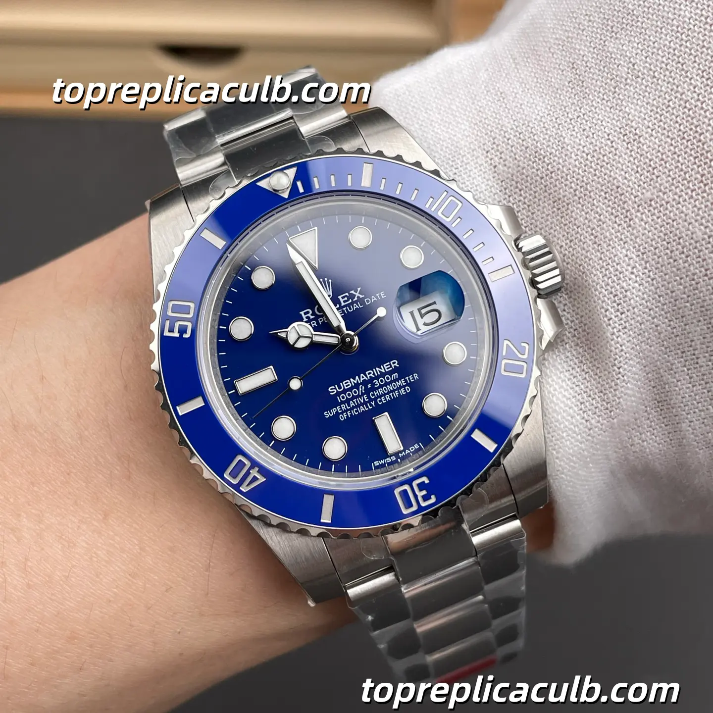 Rolex Submariner 116619LB-97209 40MM Blue Dial Blue Ceramic Bezel White Gold Super Clone Watch with 3235 Movement - Image 2