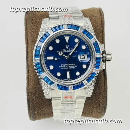 Rolex Submariner Date 116610LN 40MM Blue Dial Blue Gemstone & Diamond Bezel Stainless Steel Oyster Bracelet Super Clone Watch with 3135 Movement