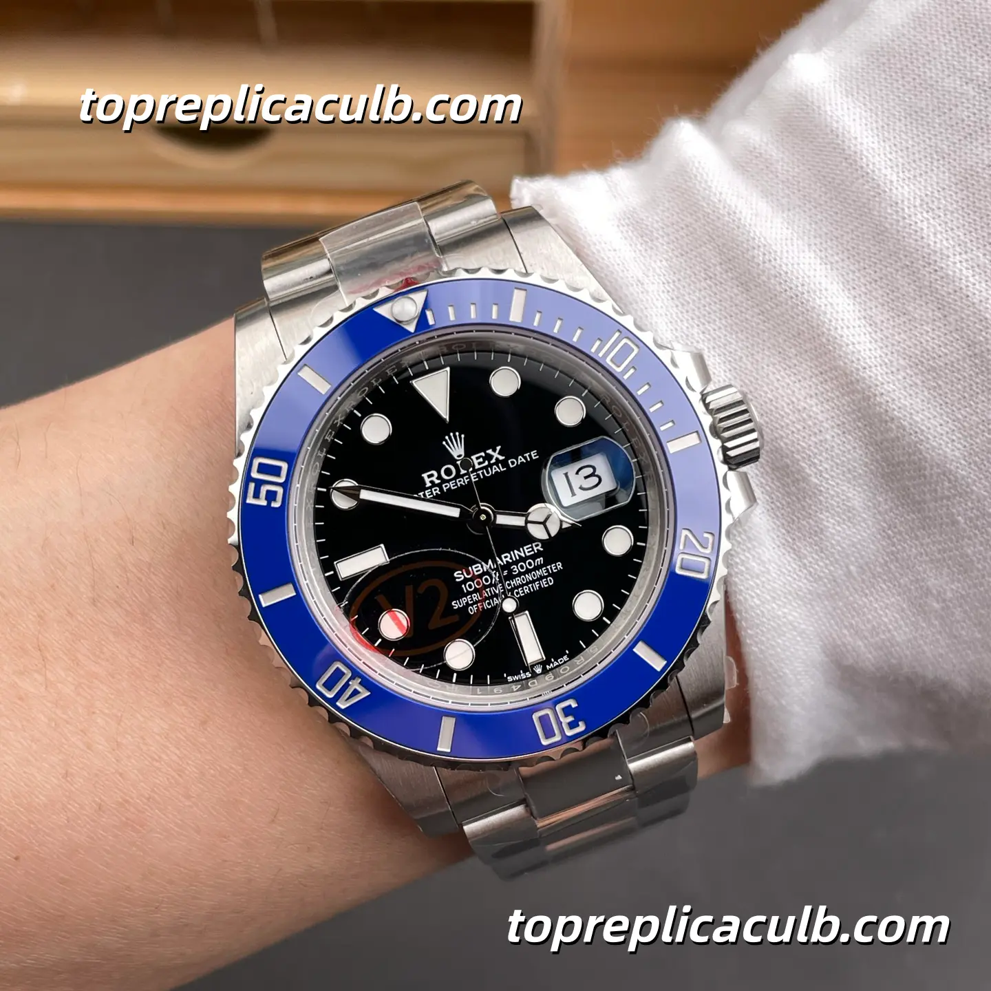 Rolex Submariner Date 126619LB-0003 41MM Black Dial Blue Ceramic Bezel White Gold Oyster Bracelet Super Clone Watch with 3235 Movement - Image 2
