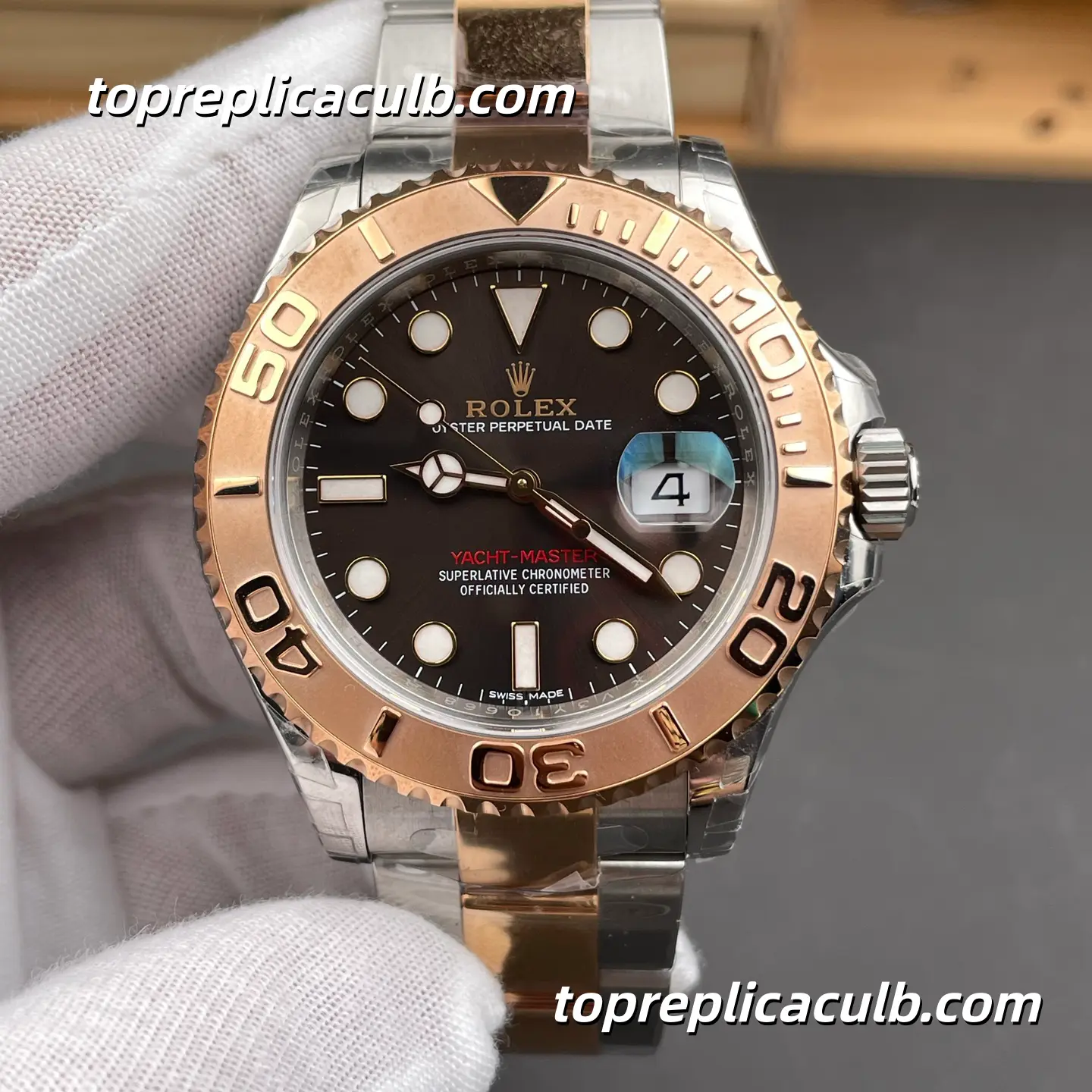 Rolex Yacht-Master 40MM 126621-0001 Chocolate Dial Oyster Bracelet Everose Rolesor Super Clone Watch with 3235 Movement - Image 3