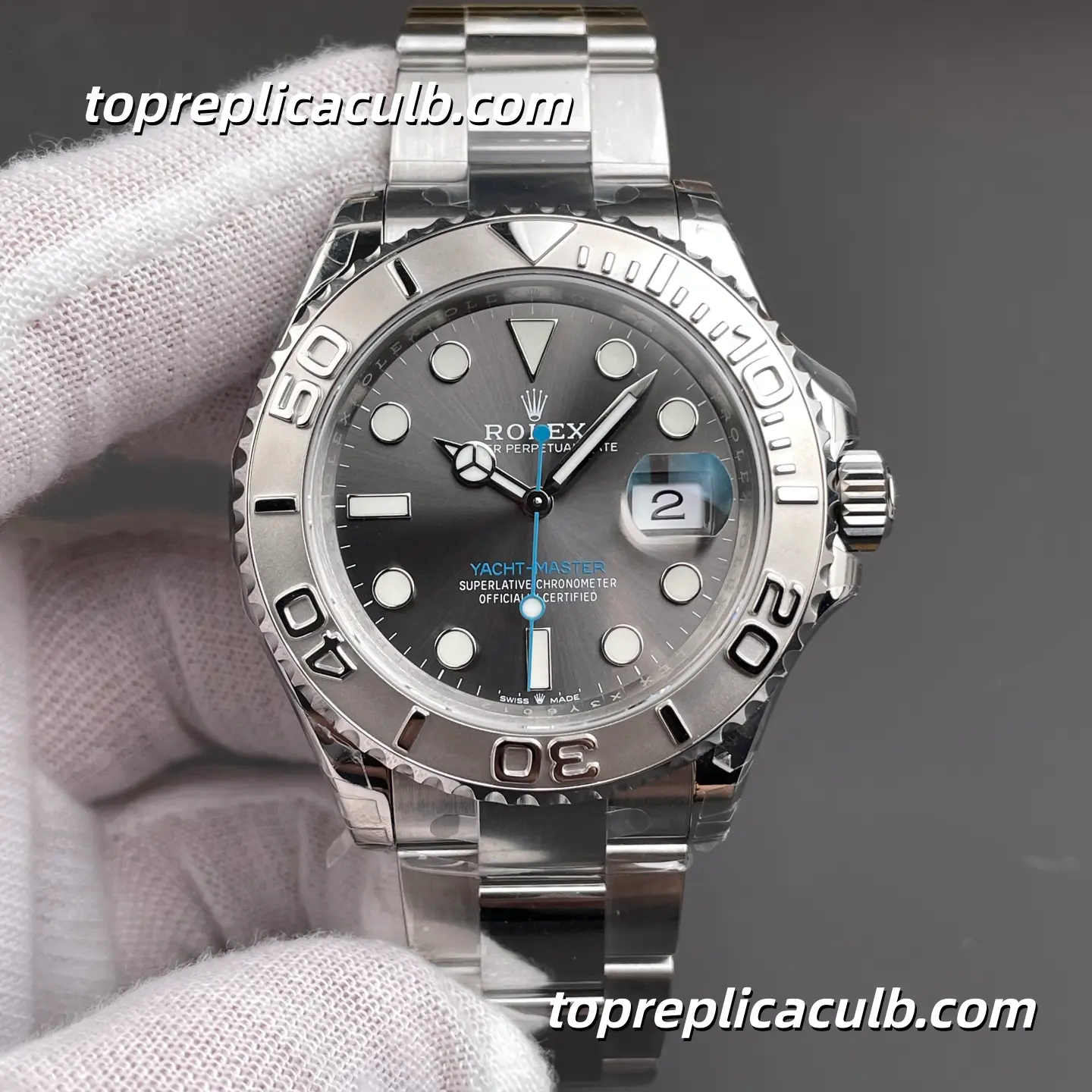 Rolex Yacht-Master 40MM 126622-0001 Rhodium Grey Dial Platinum Bezel Oyster Bracelet Super Clone Watch with 3235 Movement