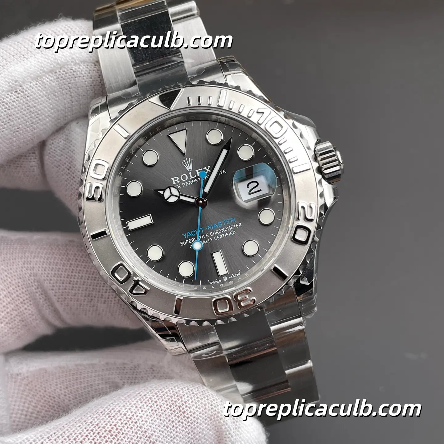 Rolex Yacht-Master 40MM 126622-0001 Rhodium Grey Dial Platinum Bezel Oyster Bracelet Super Clone Watch with 3235 Movement - Image 4
