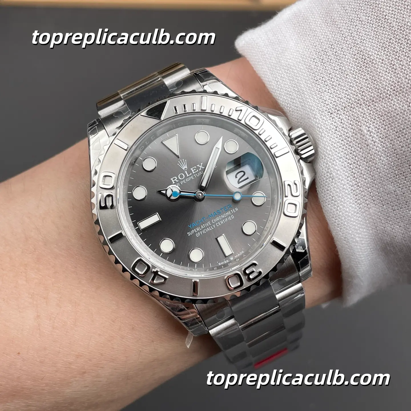 Rolex Yacht-Master 40MM 126622-0001 Rhodium Grey Dial Platinum Bezel Oyster Bracelet Super Clone Watch with 3235 Movement - Image 2