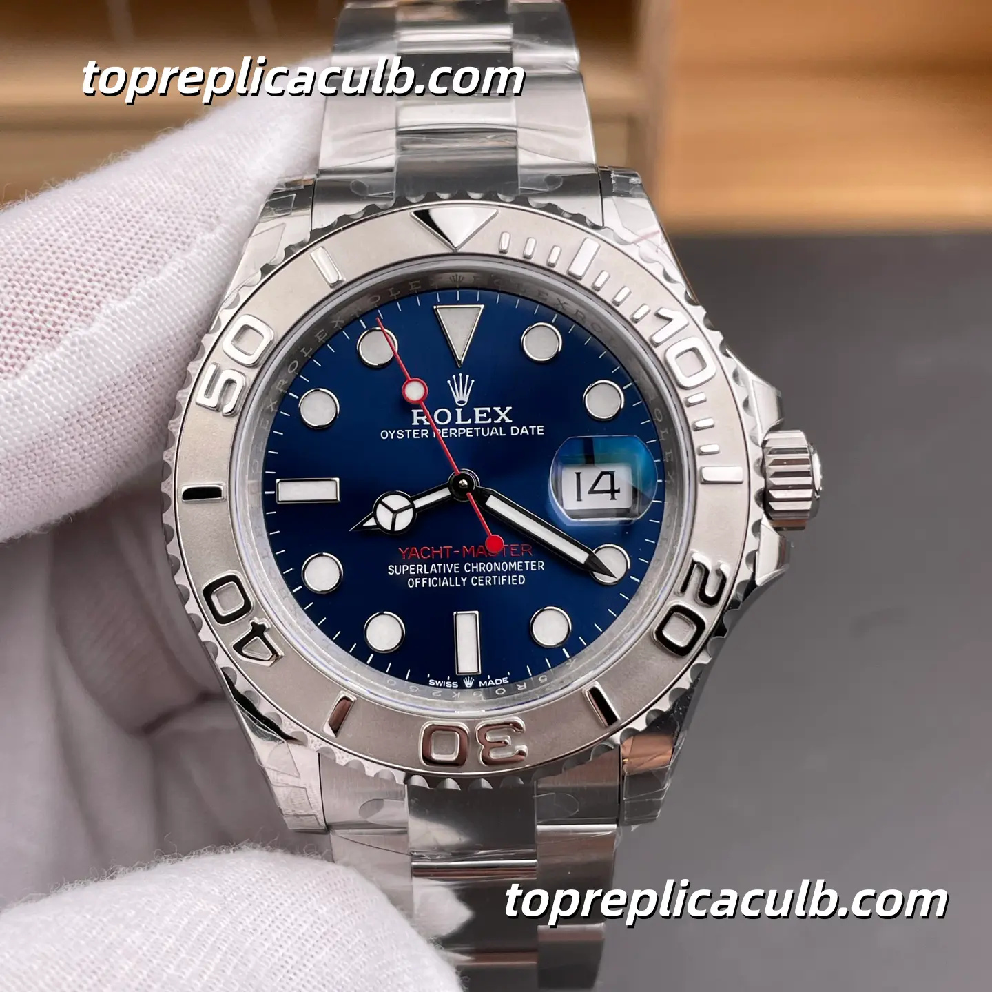 Rolex Yacht-Master 40MM 126622-0002 Blue Dial Platinum Bezel Oyster Bracelet Super Clone Watch - Image 3