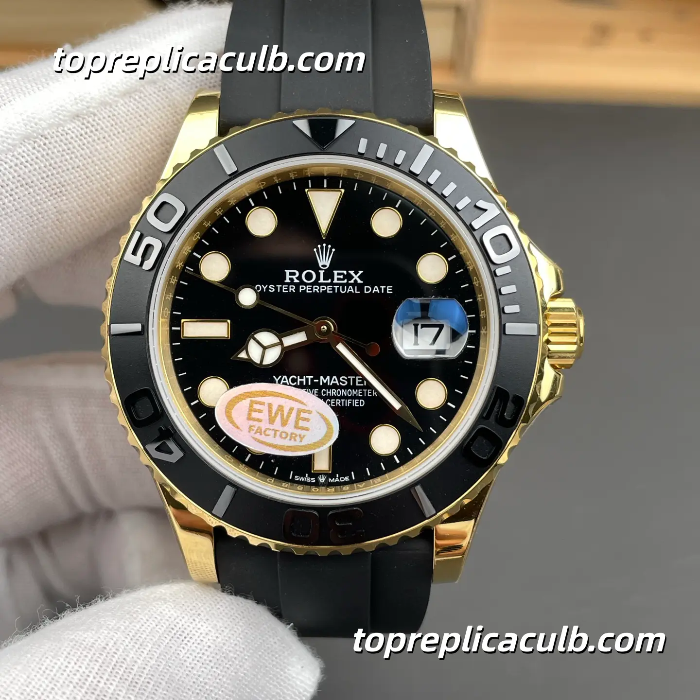 Rolex Yacht-Master 42MM 226658-0001 Black Dial Oysterflex Bracelet Yellow Gold Super Clone Watch with 3235 Movement - Image 3