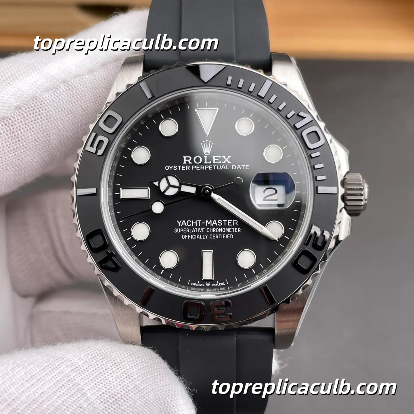 Rolex Yacht-Master 42MM 226659-0002 Black Dial Oysterflex Bracelet White Gold Super Clone Watch with 3235 Movement - Image 3