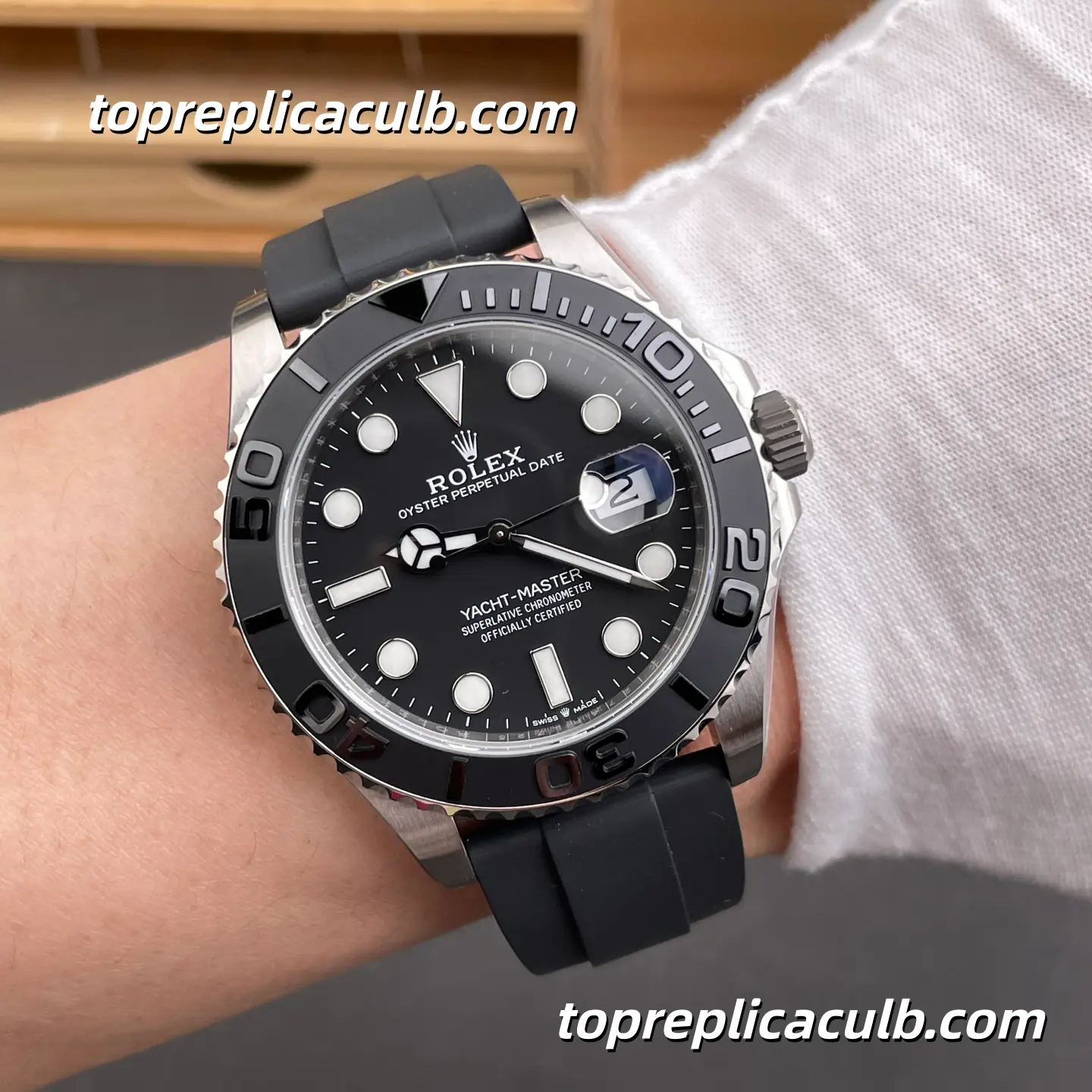 Rolex Yacht-Master 42MM 226659-0002 Black Dial Oysterflex Bracelet White Gold Super Clone Watch with 3235 Movement - Image 2