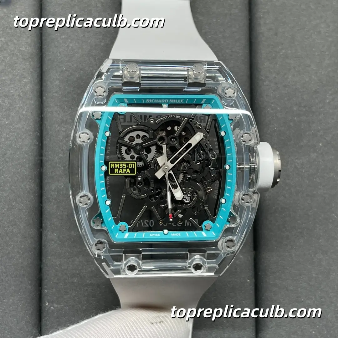 SOINC Studio Richard Mille RM35-01 Rafael Nadal Crystal Sapphire Tiffany Blue Skeleton Dial Super Clone Watch