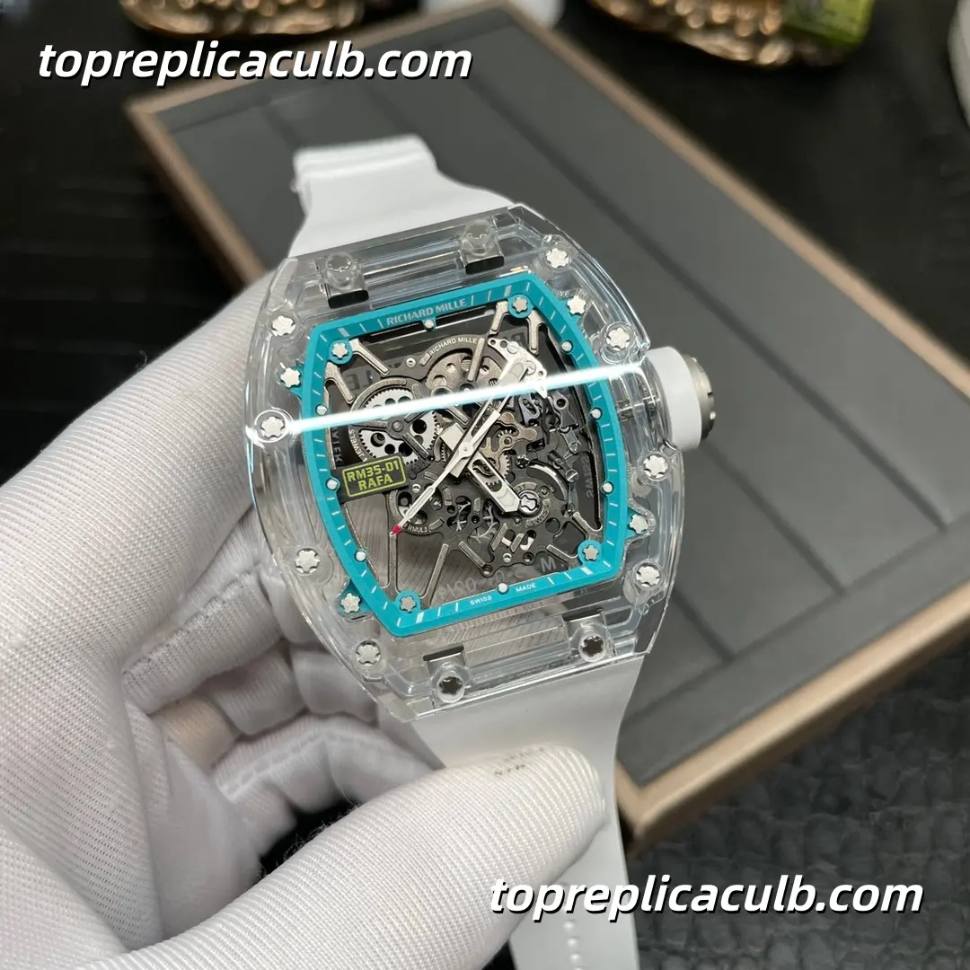 SOINC Studio Richard Mille RM35-01 Rafael Nadal Crystal Sapphire Tiffany Blue Skeleton Dial Super Clone Watch With Exclusive Integrated RMUL3 Movement - Image 4