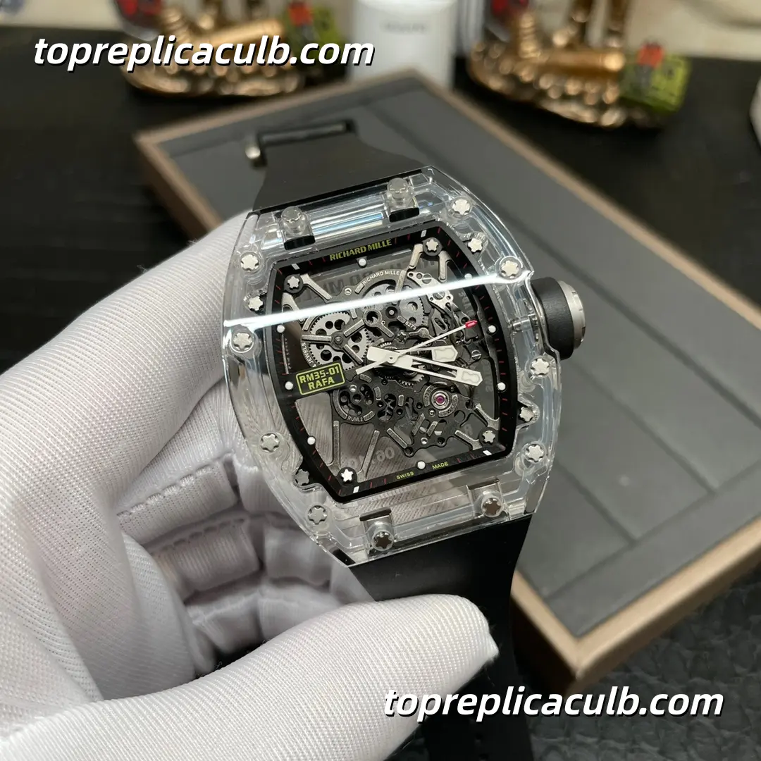 SOINC Studio Richard Mille RM35-01 Rafael Nadal Crystal Sapphire Transparent Case Skeleton Dial Super Clone Watch With Exclusive Integrated RMUL2 Movement - Image 4