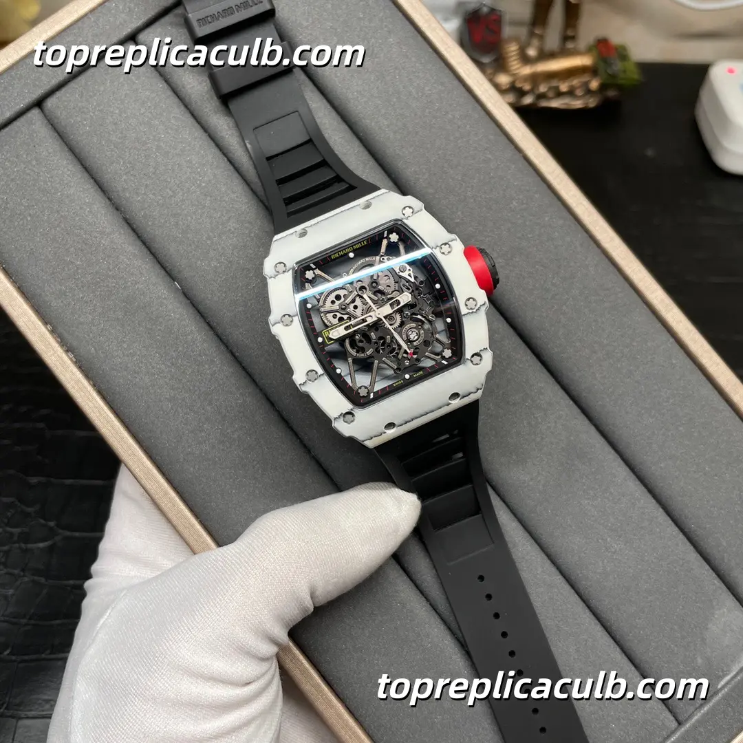 SONIC Studio Richard Mille RM35-01 White Forged Carbon Fiber Skeleton Dial Super Clone Watch With Upgraded White Sapphire Shock Absorber Integrated Movement - Image 3