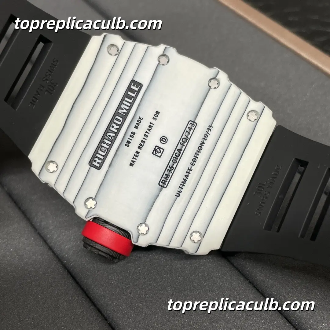 SONIC Studio Richard Mille RM35-01 White Forged Carbon Fiber Skeleton Dial Super Clone Watch With Upgraded White Sapphire Shock Absorber Integrated Movement - Image 8