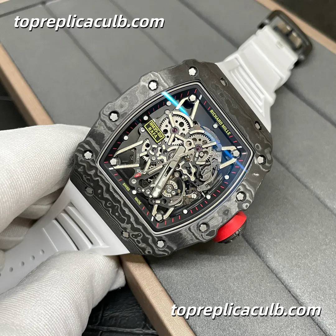 T+ Factory Richard Mille RM35-02 Rafael Nadal White Strap Carbon Fiber Case Skeleton Dial Super Clone Watch With Integrated Shockproof Sapphire Movement - Image 2